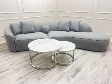 Pebble Boucle Sofa 340cm - Luxury Grey Fabric, Contemporary Design, Unmatched Comfort - UK Luxury Furniture